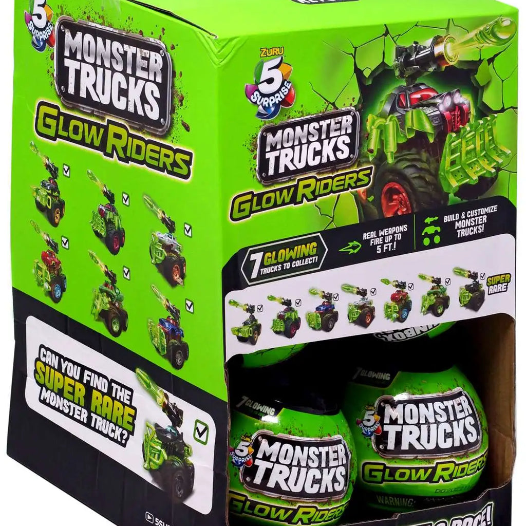 Zuru: 5 Surprise Monster Truck Glow Rider Display (12CT)
