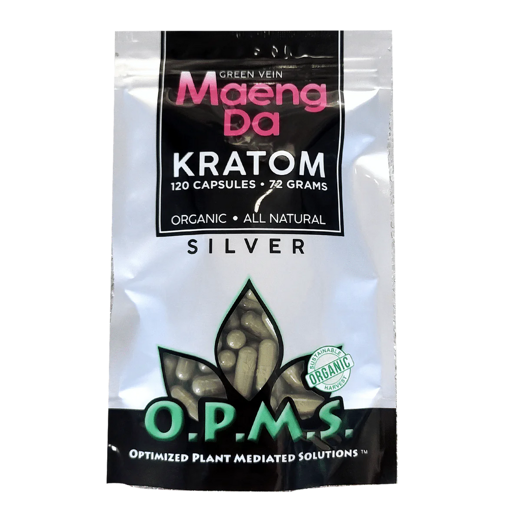 OPMS Silver Capsules Bag: Green Vein Maeng Da - 120 Capsules | 72gms