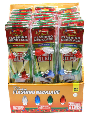 Christmas Classic Flashing Necklace Display (24CT) - 702478-24
