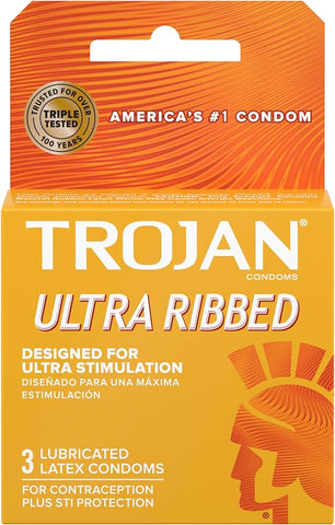 Trojan Ultra Ribbed 3's (6CT)