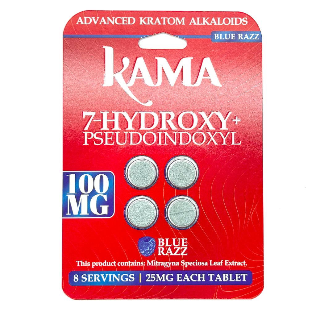Kama Red 100MG: 7-Hydroxymitragynine 4's - Blue Razz (10CT)