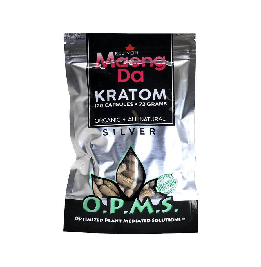 OPMS Silver Capsules Bag: Red Vein Maeng Da - 120 Capsules | 72gms