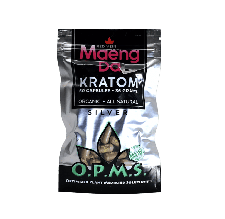 OPMS Silver Capsules Bag: Red Vein Maeng Da - 60 Capsules | 36gms