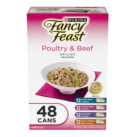 Purina Fancy Feast Cat Food: Grilled Poultry & Beef (48CT)