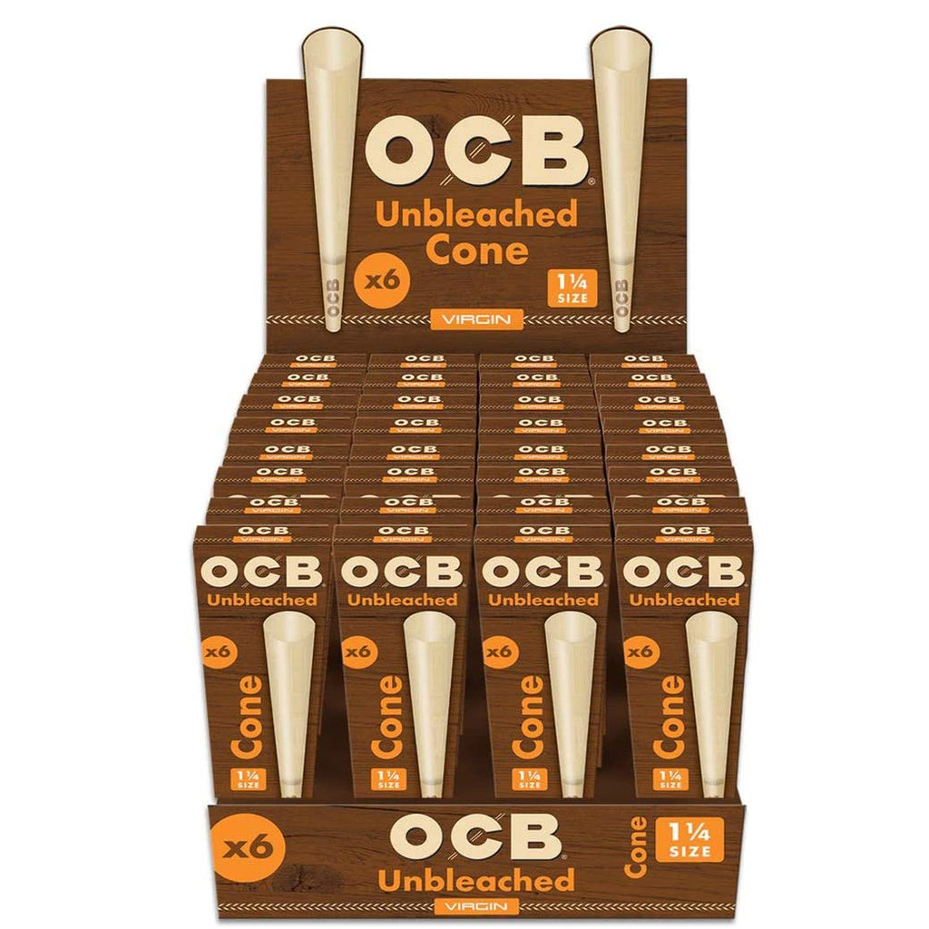 OCB Unbleached Virgin Cone: 1-1/4 (6 Pack)