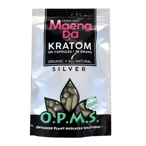 OPMS Silver Capsules Bag: Green Vein Maeng Da - 120 Capsules | 72gms