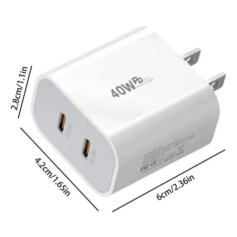 PD Dual Type-C Wall Charger 40W