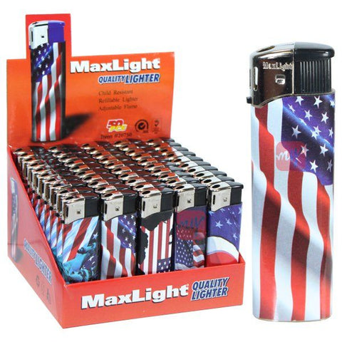 Maxlight Electronic Lighter: Flag Design (50CT)