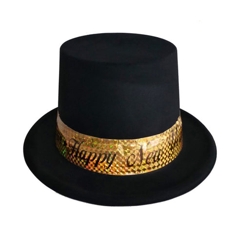 Hat: Happy New Year Black Design (12CT) - 79570
