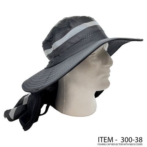 Fishing Hat: Reflector Stripes W/Neck Cover - 300-38 (12CT)