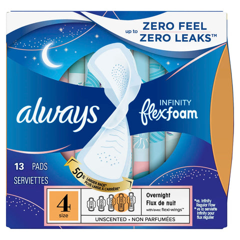 Always Infinity Flex Foam: Overnight (Size 4) - 13's