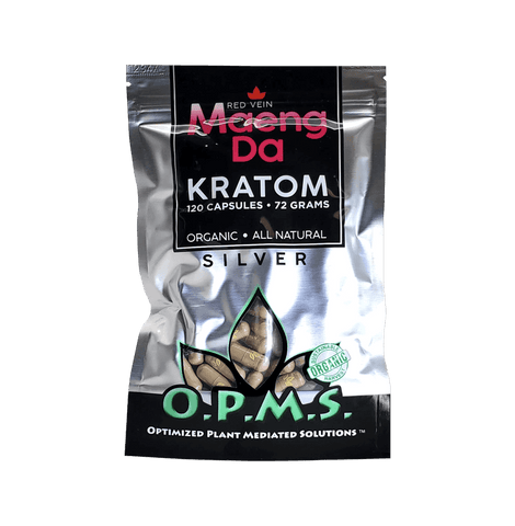 OPMS Silver Capsules Bag: Red Vein Maeng Da - 120 Capsules | 72gms