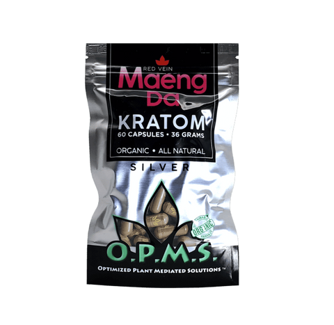 OPMS Silver Capsules Bag: Red Vein Maeng Da - 60 Capsules | 36gms