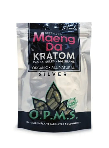 OPMS Silver Capsules Bag: Green Vein Maeng Da - 240 Capsules | 144gms