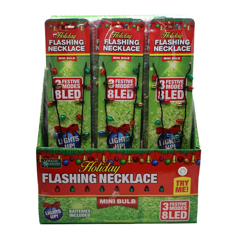 Christmas Holiday Mini Bulb Flashing Necklace Display (36CT) - 900218
