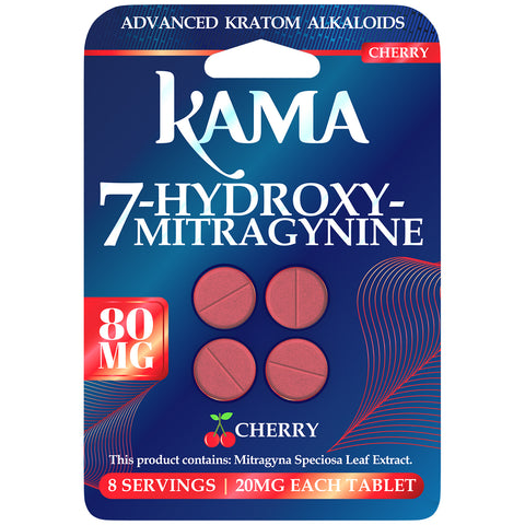 Kama Blue 80MG: 7-Hydroxymitragynine 4's - Cherry (10CT)