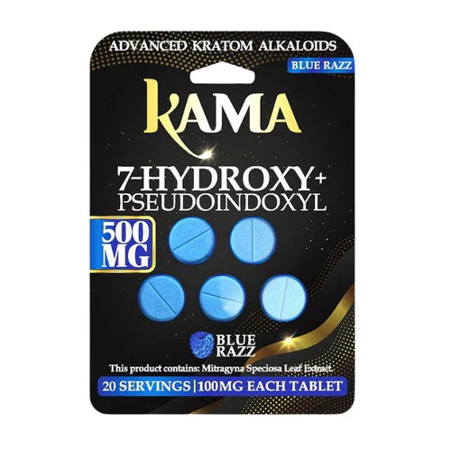 Kama 500MG: 7-Hydroxymitragynine 4's - Blue Razz (10CT)