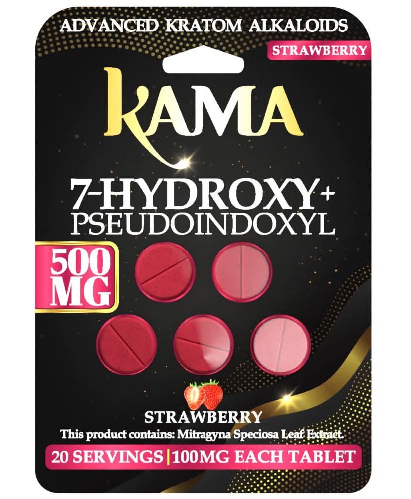 Kama 500MG: 7-Hydroxymitragynine 4's - Strawberry (10CT)