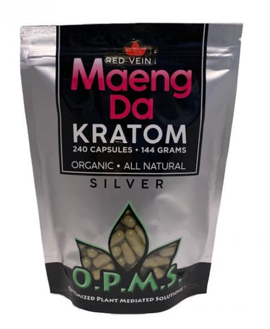 OPMS Silver Capsules Bag: Red Vein Maeng Da - 240 Capsules | 144gms