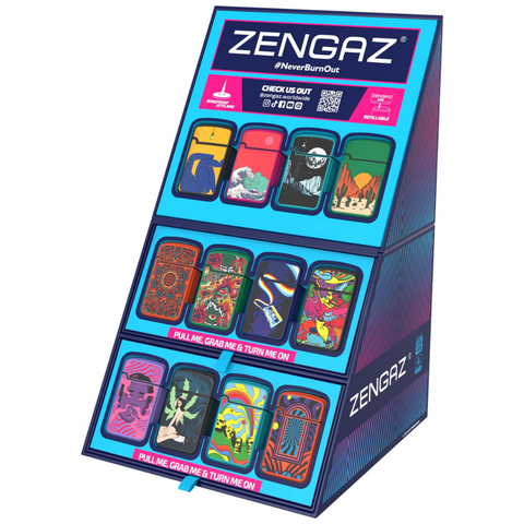 Zengaz Jet Torch Lighter Cube Display - ZL-12 (48CT)