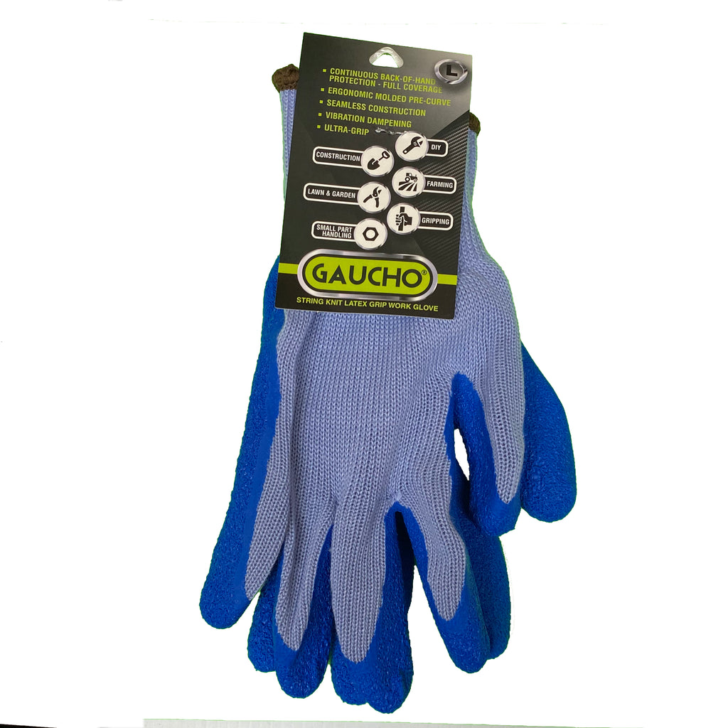 gaucho handschuhe Gaucho String Knit Blue Latex Gloves (12CT) – ABC Products Inc